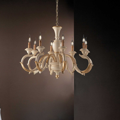 Bonetti Illumina - Fiorenza - Lampadario in stile classico in legno 8 luci - 8 Lampadine E14 40W - IP20 - SKU: BL172-8
