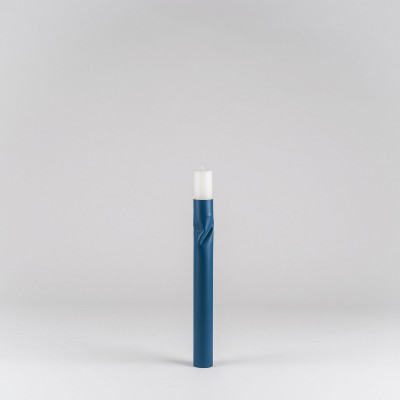 Formae Portacandela grande in stile moderno in acciaio vernicialto "Flip" Colore: Blu