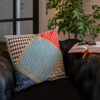 Vesta - Decor - Cuscino grande moderno fodera in poliestere con decoro Foulard - SKU: 04236D47