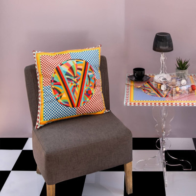 Vesta - Decor - Cuscino grande moderno fodera in poliestere con decoro Rainbow - SKU: 04236D48