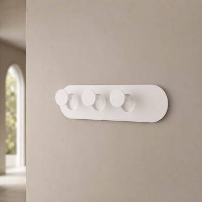 Formae - Appendino moderno con 3 ganci in acciaio verniciato "Eclip" - Colore: Bianco - SKU: ECLIH39016