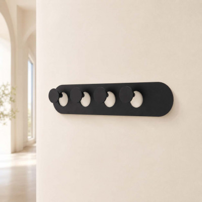 Formae - Appendino moderno con 4 ganci in acciaio verniciato "Eclip" - Colore: Nero - SKU: ECLIH49005
