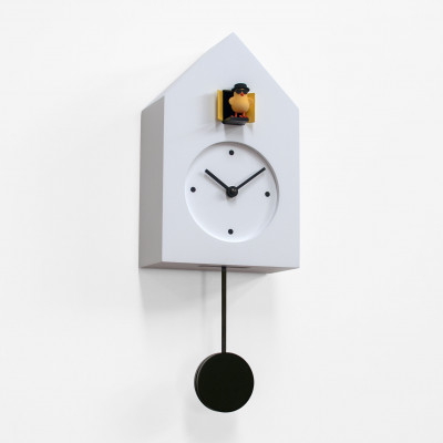 Progetti - Freebird - Orologio da parete moderno con pendolo "Cattivo ragazzo" - Colore: Bianco/Bianco - SKU: 024860BI