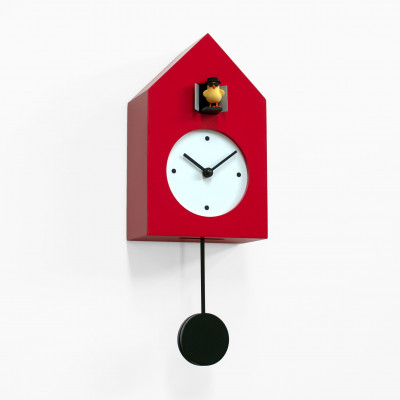 Progetti - Freebird - Orologio da parete moderno con pendolo "Cattivo ragazzo" - Colore: Rosso/Bianco - SKU: 024860RO