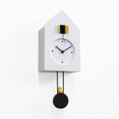 Progetti - Freebird - Orologio da parete con pendolo moderno "Libero" - Colore: Bianco/Bianco - SKU: 024850BI