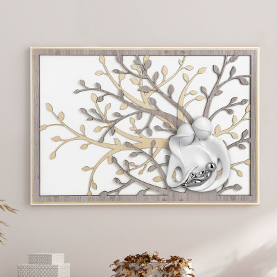 Bongelli Preziosi - Quadro piccolo in legno con albero della vita e la sacra famiglia stilizzata - Colore: Rovere Breeze - SKU: ME1953/1RO