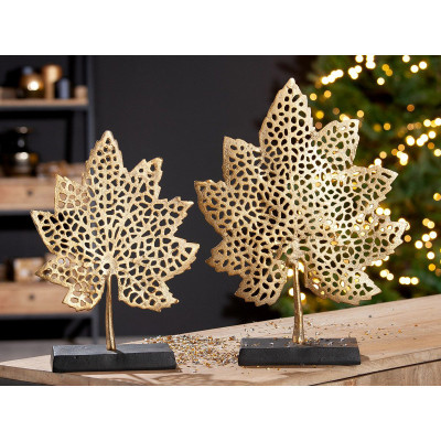 Gilde - Leaf - Scultura da tavolo moderna in alluminio con foglia misura piccola - Colore: Oro - SKU: 69166