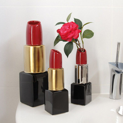 Gilde - Milano - Vaso in ceramica dal design moderno a forma di rossetto piccolo - SKU: 4724