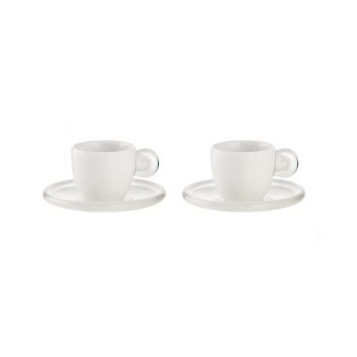 Guzzini Gocce Tazzine da caffè con piattini Set 2pz Colore: Trasparente