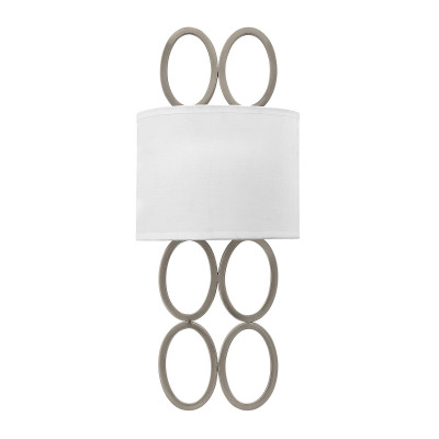 Hinkley - Jules - Applique a parete in acciaio con diffusore moderno in lino a 2 luci E14 - Colore: Nichel - 2 Lampadine E14 40W - IP20 - SKU: HK-JULES2-BN