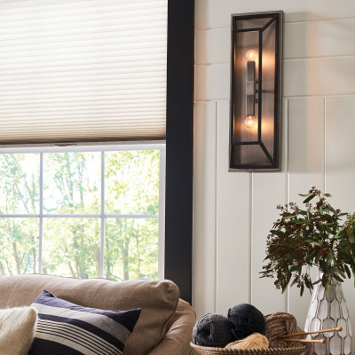 Hinkley - Fulton - Applique a parete moderno in acciaio a 2 luci e diffusore geometrico - Colore: Bronzo - 2 Lampadine E14 60W - IP20 - SKU: HK-FULTON2