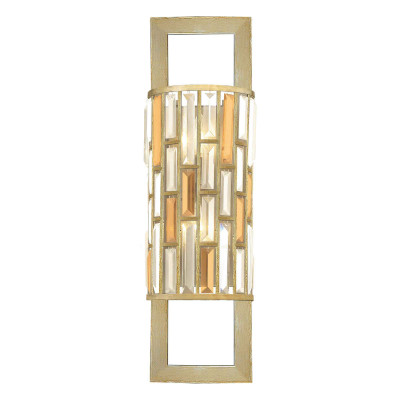 Hinkley - Gemma - Applique da parete alta in acciaio a 2 luci con diffusore in cristallo ambrato - Colore: Oro - 2 Lampadine E14 60W - IP20 - SKU: HK-GEMMA2-B-SL