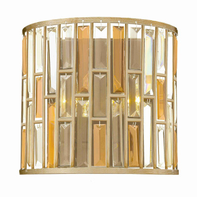 Hinkley - Gemma - Applique da parete in acciaio a 2 luci con diffusore in cristallo ambrato - Colore: Oro - 2 Lampadine E14 60W - IP20 - SKU: HK-GEMMA2-A-SL