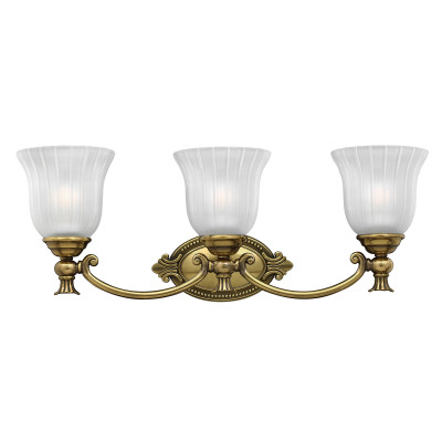 Hinkley - Francoise - Applique da parete per bagno con struttura in ottone e 3 diffusori in vetro - Colore: Ottone - 3 Lampadine G9 3W - IP44 - SKU: HK-FRANCOISE3-BATH