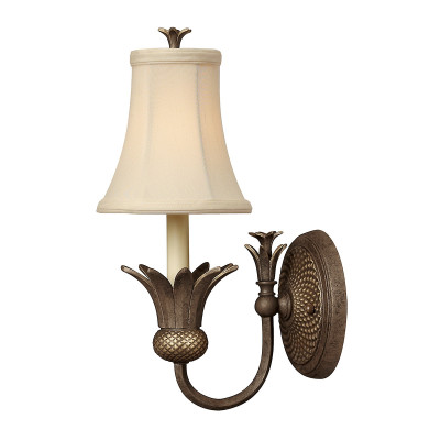 Hinkley - Plantation - Applique da parete rustica in acciaio con paralume in lino a 1 luce - 1 Lampadina E14 60W - IP20 - SKU: HK-PLANT1