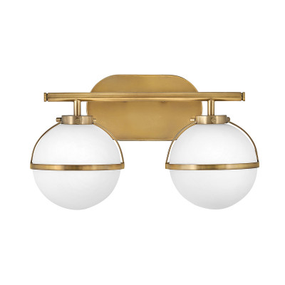 Hinkley - Hollis - Lampada a parete in acciaio 2 diffusori in vetro semitrasparente design moderno - 2 Lampadine E14 60W - IP44 - SKU: HK-HOLLIS2-O