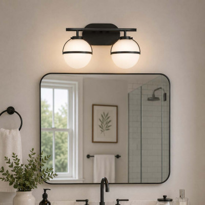 Hinkley Hollis Lampada a parete in acciaio 2 diffusori in vetro semitrasparente design moderno Colore: Nero