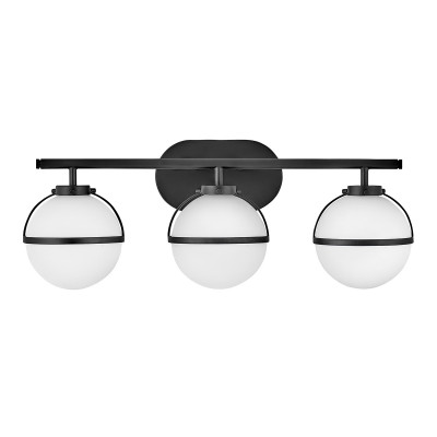 Hinkley - Hollis - Lampada a parete in acciaio 3 diffusori in vetro semitrasparente design moderno - Colore: Nero - 3 Lampadine - E14 - 60W - IP44 - SKU: HK-HOLLIS3-O-BK-BATH