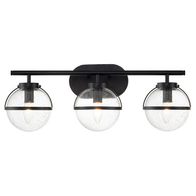 Hinkley - Hollis - Lampada a parete in acciaio 3 diffusori in vetro trasparente design moderno - Colore: Nero - 3 Lampadine - E14 - 60W - IP44 - SKU: HK-HOLLIS3-C-BK-BATH