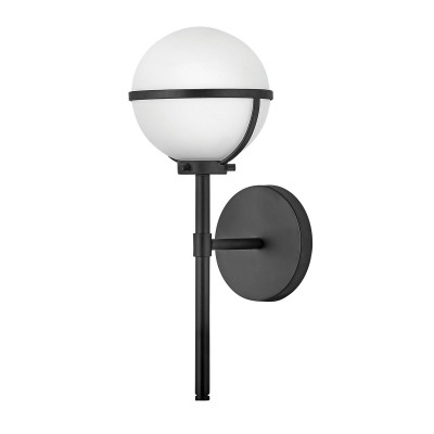 Hinkley - Hollis - Lampada a parete in acciaio diffusore in vetro semitrasparente da design moderno - Colore: Nero - 1 Lampadina - E14 - 60W - Ip44 - SKU: HK-HOLLIS1-O-BK-BATH