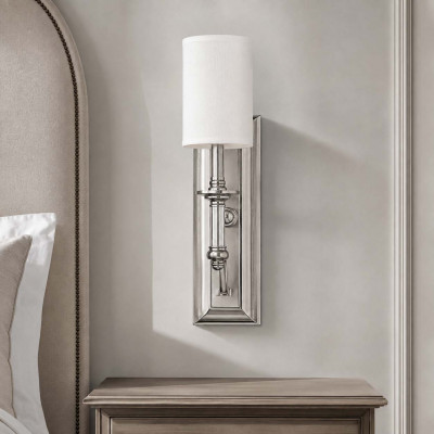 Hinkley Sussex Lampada a parete rustica in acciaio con diffusore in tessuto a 1 luce Colore: Nichel