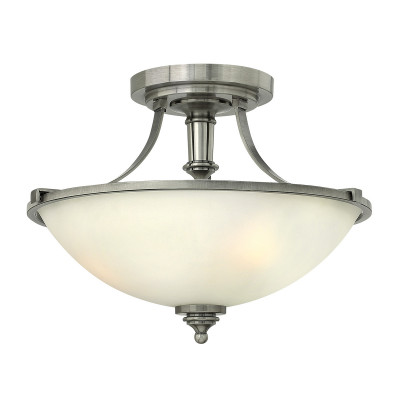 Hinkley - Truman - Lampada a soffitto in acciaio con diffusore in vetro a 3 luci dal design moderno - Colore: Nichel - 3 Lampadine E27 60W - IP20 - SKU: HK-TRUMAN-SF