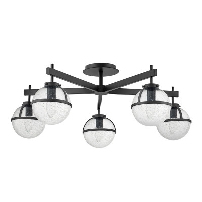 Hinkley - Hollis - Lampada a soffitto per bagno in acciaio e 5 diffusori a boccia in vetro - Colore: Nero - 5 Lampadine - E14 - 40W - IP44 - SKU: HK-HOLLIS-5-C-BK