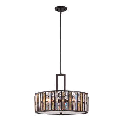 Hinkley - Gemma - Lampada a sospensione grande in acciaio diffusore in cristallo ambrato a 3 luci - Colore: Bronzo - 3 Lampadine E27 100W - IP20 - SKU: HK-GEMMA-P-C-VBZ
