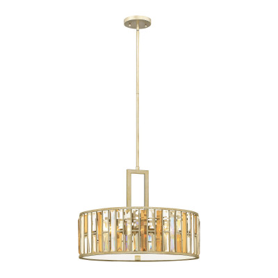 Hinkley - Gemma - Lampada a sospensione grande in acciaio diffusore in cristallo ambrato a 3 luci - Colore: Oro - 3 Lampadine E27 60W - IP20 - SKU: HK-GEMMA-P-C-SL