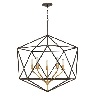 Hinkley - Astrid - Lampadario grande in bronzo con diffusore a 5 luci dal design moderno - Colore: Bronzo - 5 Lampadine E14 60W - IP20 - SKU: HK-ASTRID-5P