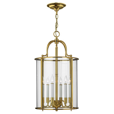 Hinkley - Gentry - Lampadario grande moderno in acciaio con diffusore in vetro a 6 luci - Colore: Ottone - 6 Lampadine - E14 - 60W - IP20 - SKU: HK-GENTRY-P-L-PB