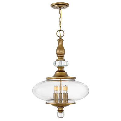 Hinkley - Wexley - Lampadario grande rustica in acciaio con diffusore in vetro a 5 luci - Colore: Ottone - 5 Lampadine E14 60W - IP20 - SKU: HK-WEXLEY-5P-HB