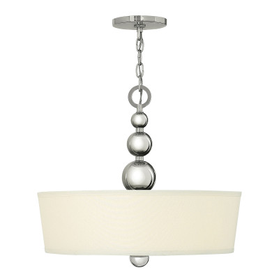 Hinkley - Zelda - Lampada a sospensione in acciaio diffusore in tessuto e vetro dal design moderno - Colore: Cromato - 3 Lampadine - E27 - 60W - IP20 - SKU: HK-ZELDA-P-B-PN