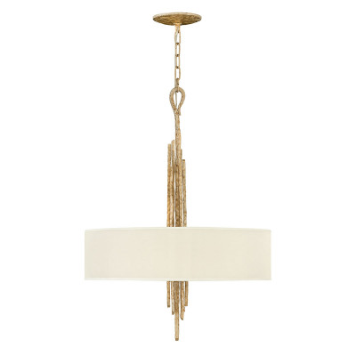 Hinkley - Spyre - Lampada a sospensione in stile rustico in acciaio diffusore in tessuto a 6 luci - Colore: Oro - 6 Lampadine - E14 - 60W - IP20 - SKU: HK-SPYRE6P-CPG