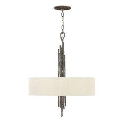 Hinkley - Spyre - Lampada a sospensione in stile rustico in acciaio diffusore in tessuto a 6 luci - Colore: Bronzo - 6 Lampadine - E14 - 60W - IP20 - SKU: HK-SPYRE6P-MMB