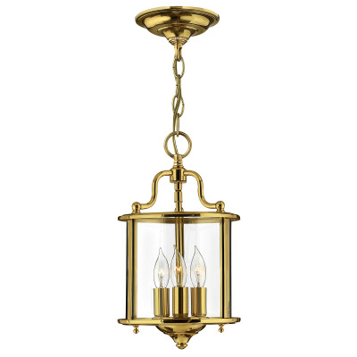 Hinkley - Gentry - Lampadario piccolo moderna in acciaio con diffusore in vetro a 3 luci - Colore: Ottone - 3 Lampadine - E14 - 60W - IP20 - SKU: HK-GENTRY-P-S-PB