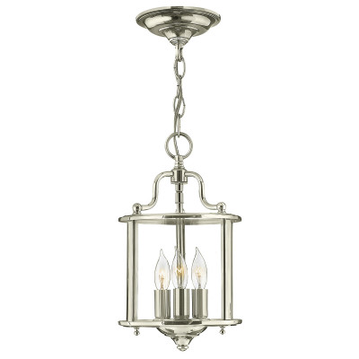 Hinkley - Gentry - Lampadario piccolo moderna in acciaio con diffusore in vetro a 3 luci - Colore: Nichel - 3 Lampadine - E14 - 60W - IP20 - SKU: HK-GENTRY-P-S-PN