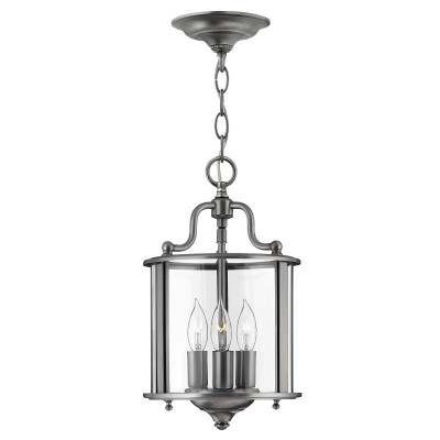 Hinkley - Gentry - Lampadario piccolo moderna in acciaio con diffusore in vetro a 3 luci - Colore: Satinato - 3 Lampadine - E14 - 60W - IP20 - SKU: HK-GENTRY-P-S-PW