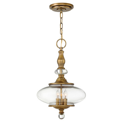 Hinkley - Wexley - Lampadario piccolo rustico in acciaio con diffusore in vetro a 3 luci - Colore: Ottone - 3 Lampadine E14 60W - IP20 - SKU: HK-WEXLEY-3P-HB