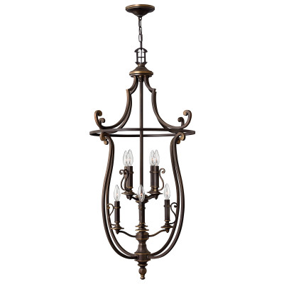 Hinkley - Plymouth - Lampadario rustico grande in acciaio con diffusore a 8 luci - Colore: Bronzo - 8 Lampadine E14 60W - IP20 - SKU: HK-PLYMOUTH8-P