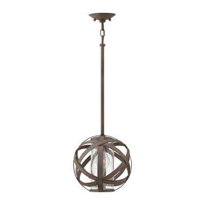 Hinkley - Carlson - Lampada a sospensione rustica in acciaio da esterno diffusore in vetro a 1 luce - Colore: Ruggine - 1 Lampadina E27 40W - IP44 - SKU: HK-CARSON-P