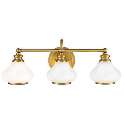 Hinkley - Ainsley - Lampada da parete a LED per bagno in acciaio con 3 diffusori in vetro - Colore: Ottone - 3 Lampadine G9 3W - IP44 - SKU: HK-AINSLEY3-BATH-BB