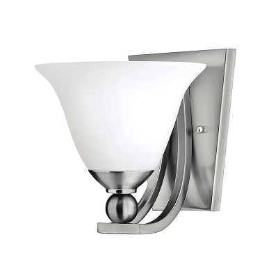 Hinkley - Bolla - Lampada da parete con struttura in acciaio e diffusore in vetro a 1 luce - Colore: Nichel - 1 Lampadina E27 60W - IP20 - SKU: HK-BOLLA1