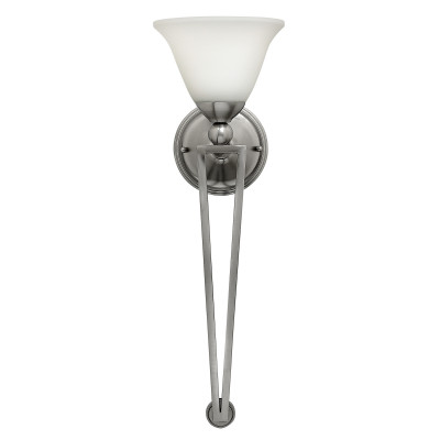 Hinkley - Bolla - Lampada da parete con torchiere in acciaio e diffusore in vetro a 1 luce - Colore: Nichel - 1 Lampadina E27 60W - IP20 - SKU: HK-BOLLA1-B