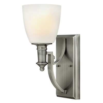 Hinkley - Truman - Lampada da parete da arredo struttura in acciaio con diffusore in vetro a 1 luce - Colore: Nichel - 1 Lampadina E27 60W - IP20 - SKU: HK-TRUMAN1