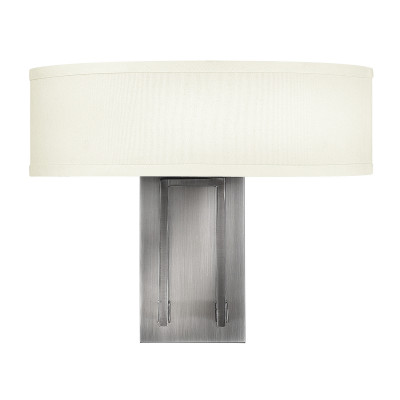 Hinkley - Hampton - Lampada da parete in acciaio con diffusore in lino a 2 luci dal design minimal - Colore: Nichel - 2 Lampadine E14 60W - IP20 - SKU: HK-HAMPTON2