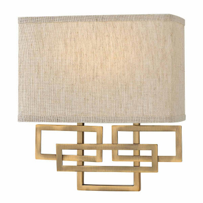 Hinkley - Lanza - Lampada da parete in acciaio con paralume in tessuto dal design moderno - 2 Lampadine E14 60W - IP20 - SKU: HK-LANZA2-