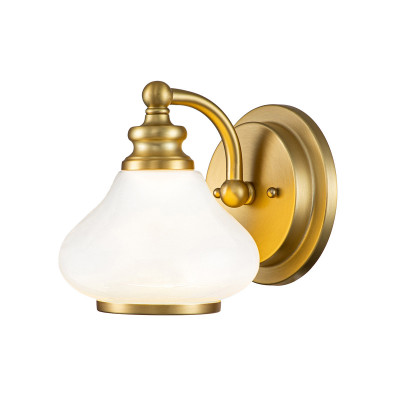 Hinkley - Ainsley - Lampada da parete in acciaio diffusore in vetro a LED G9 dal design moderno - Colore: Ottone - 1 Lampadina G9 3W - IP44 - SKU: HK-AINSLEY1-BATH-BB