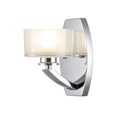 Hinkley - Meridian - Lampada da parete in acciaio per bagno con diffusore in vetro a 1 luce a LED G9 - Colore: Cromato - 1 Lampadina G9 3W - IP44 - SKU: HK-MERIDIAN1-BATH-PC