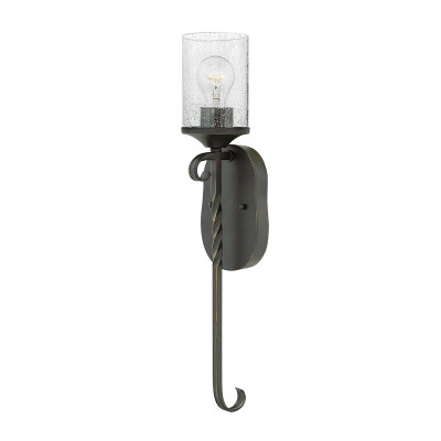 Hinkley - Casa - Lampada da parete rustica in alluminio con diffusore in vetro a 1 luce - Colore: Nero - 1 Lampadina E27 60W - IP20 - SKU: HK-CASA1